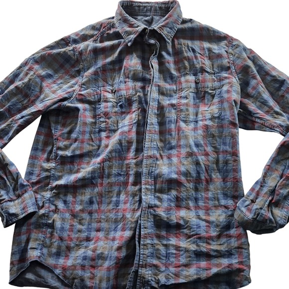 Tailor Vintage Other - Tailor Vintage Shirt Mens Large Blue Red Plaid Long Sleeve Button‎ Down Pockets